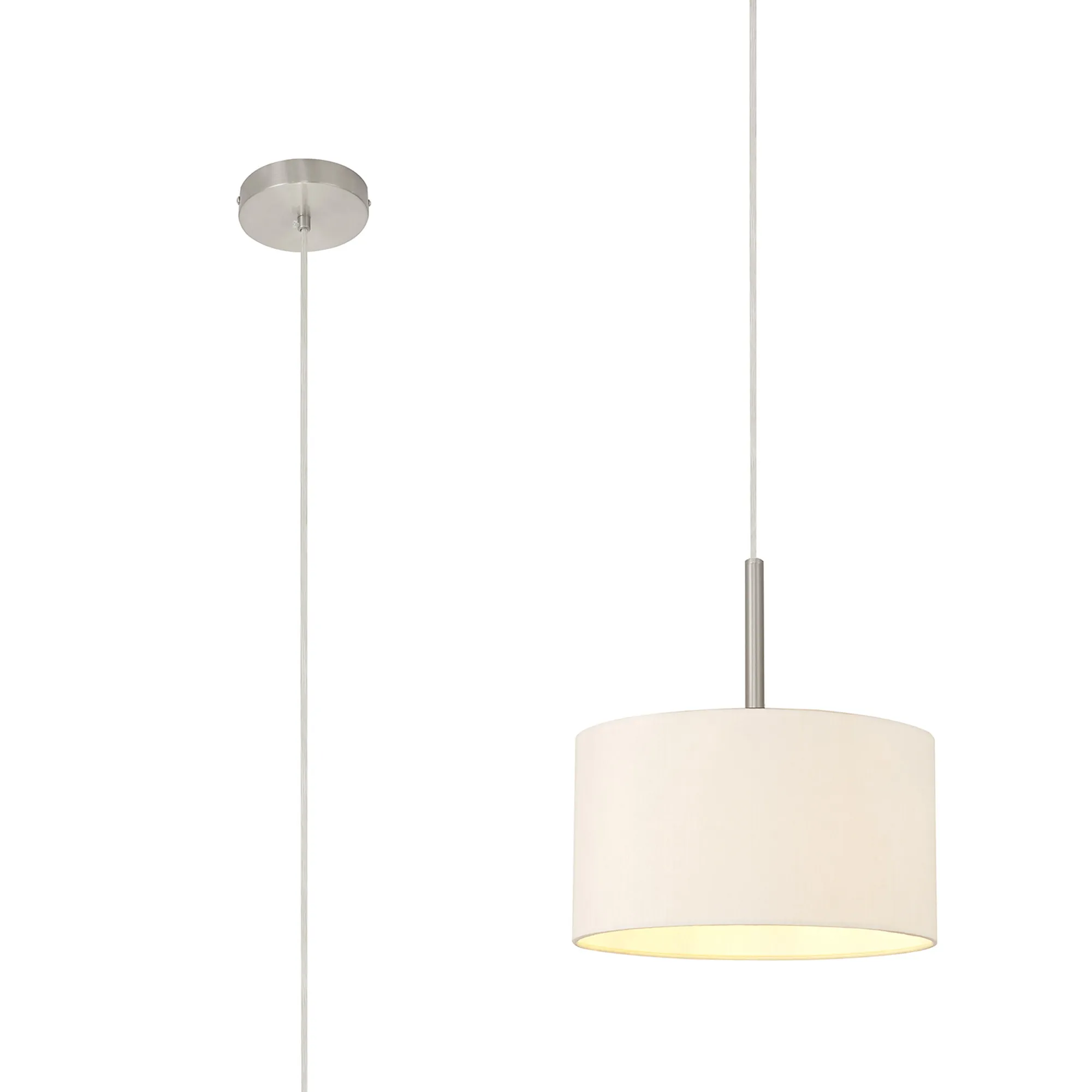 Baymont 30cm Pendant 1 Light Satin Nickel, Nude Beige/Moonlight